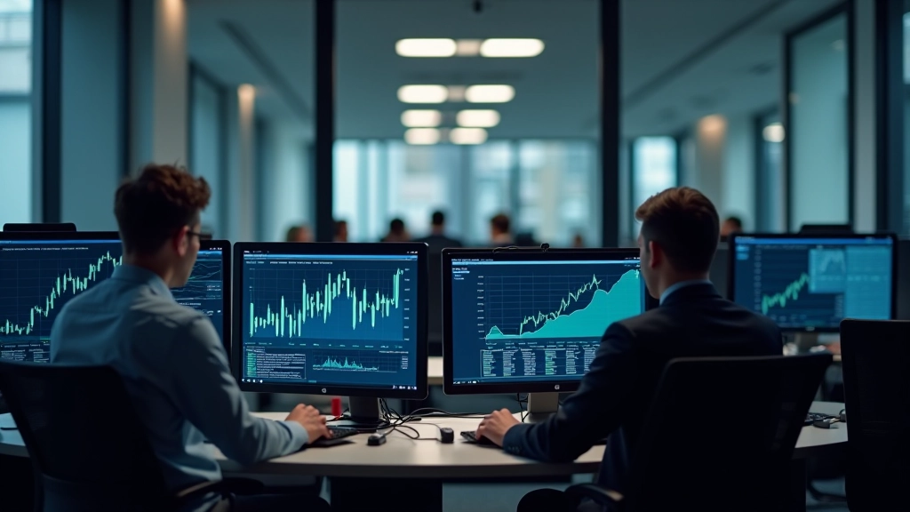 Analytická kancelář s profesionály sledujícími měnové trhy